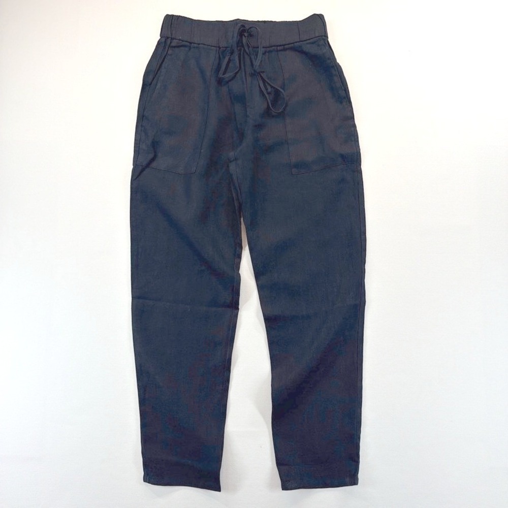 NEW Krisa (Revolve) Boyfriend Linen Pants Womens XS Black Drawstring Made in USA